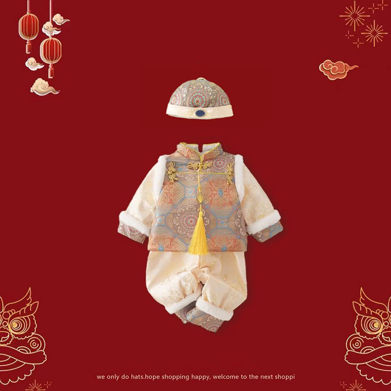 周歲禮服男寶寶中式嬰兒唐裝一周歲抓周百歲宴男童中國風紅色套裝