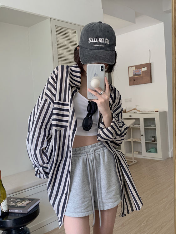 秋季女裝長袖條紋襯衫女外穿內搭寬鬆胖mm大碼顯瘦百搭襯衣上衣