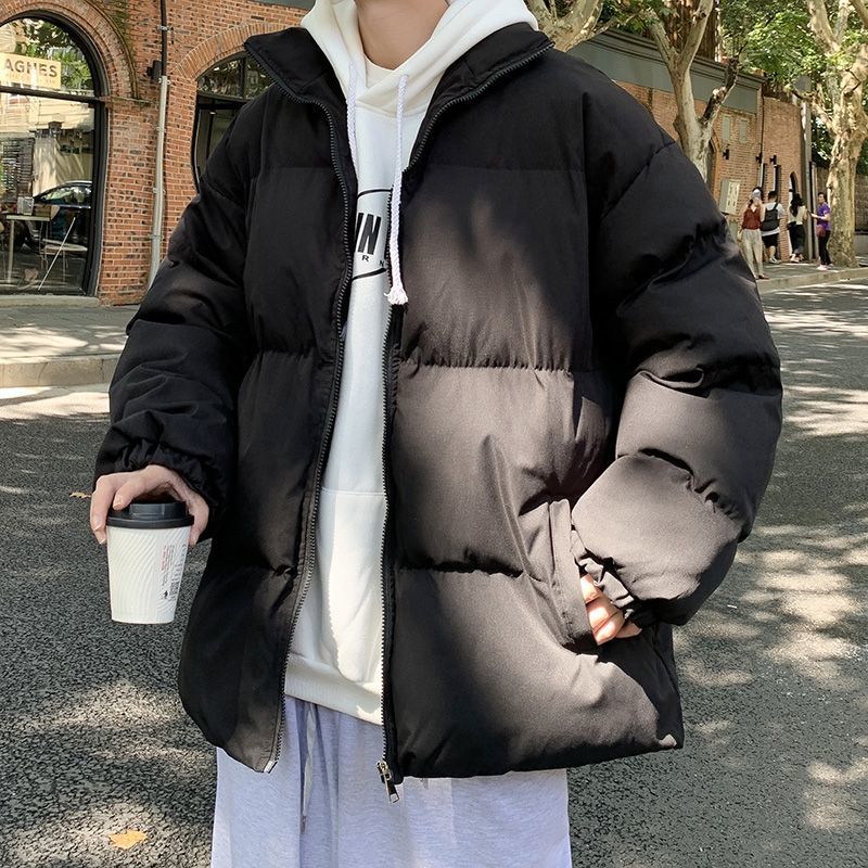 純色立領棉衣男冬季新款寬鬆加厚保暖麵包服外套美式復古休閒棉服