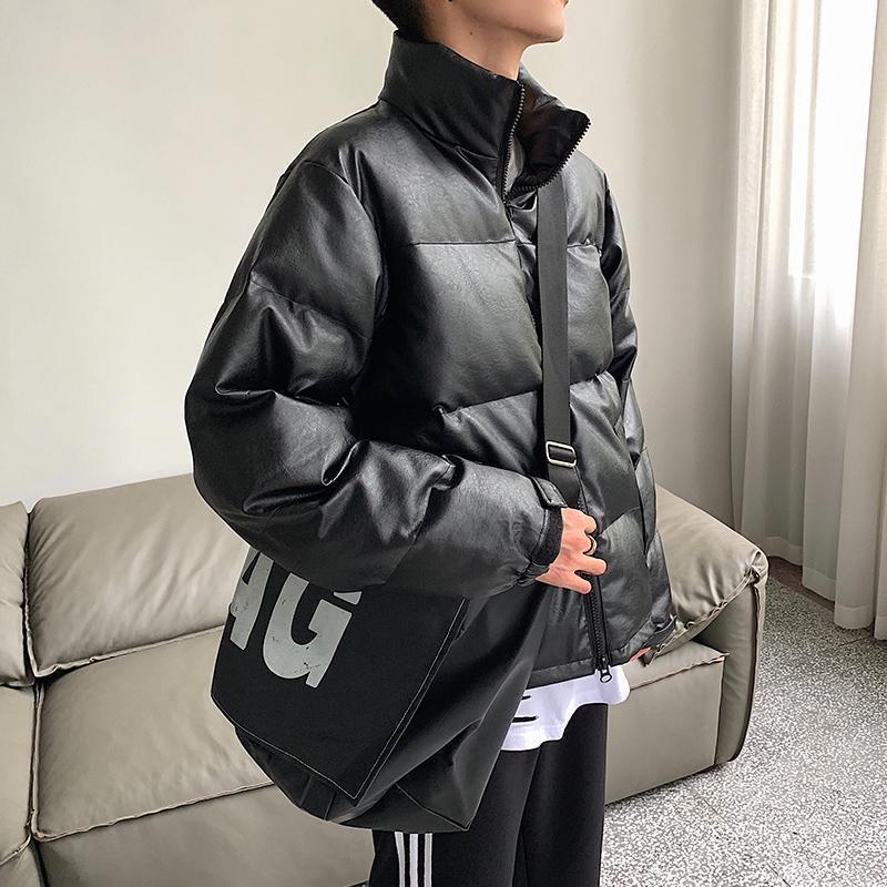 2023年秋冬季新款棉襖男士外套短款皮麵包服羽絨棉服韓版潮流棉衣