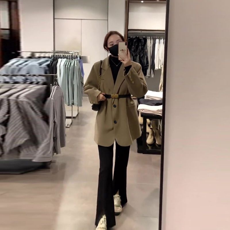 [Chengdu Small Suit] Korean blazer for women, spring and autumn mid-length, high-end, slimming, internet celebrity street suit