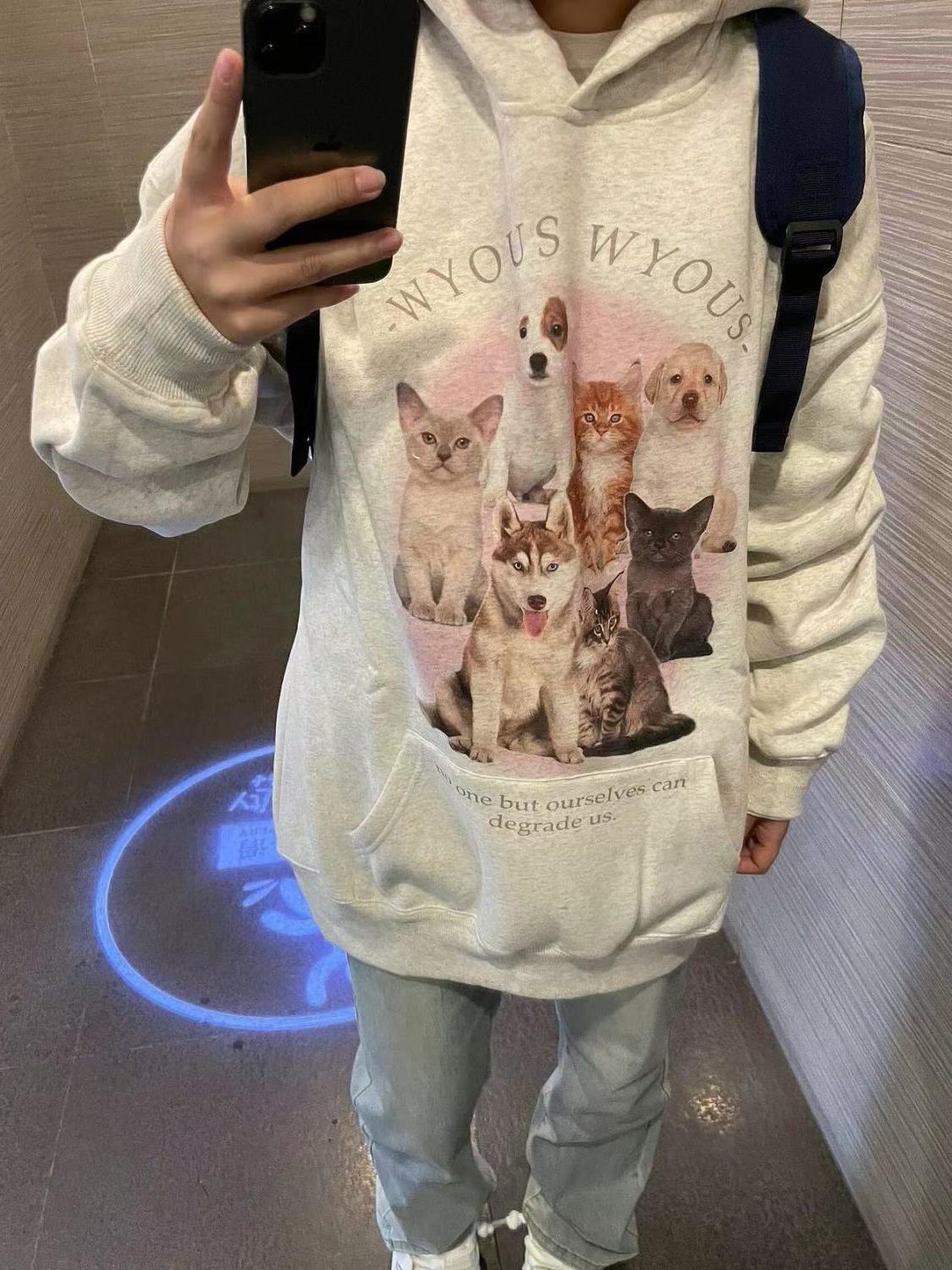 500g heavyweight silver fox velvet warm pullover hooded sweatshirt for women in autumn and winter, plus velvet and thickening, trendy slimming tops