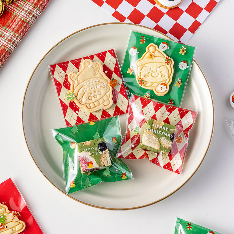 圣诞节自粘袋糖果自封圣诞乐园混装雪花酥牛扎糖饼干西点包装袋子