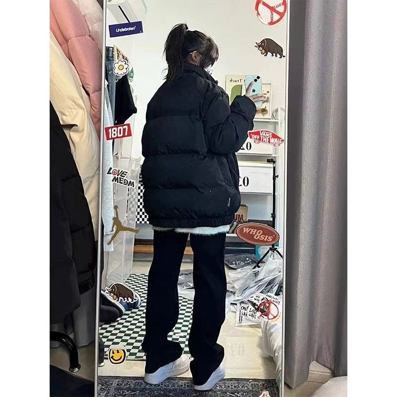 hiphop潮牌冬天外套女新款棉衣棉服寬鬆復古oversize加厚麵包服