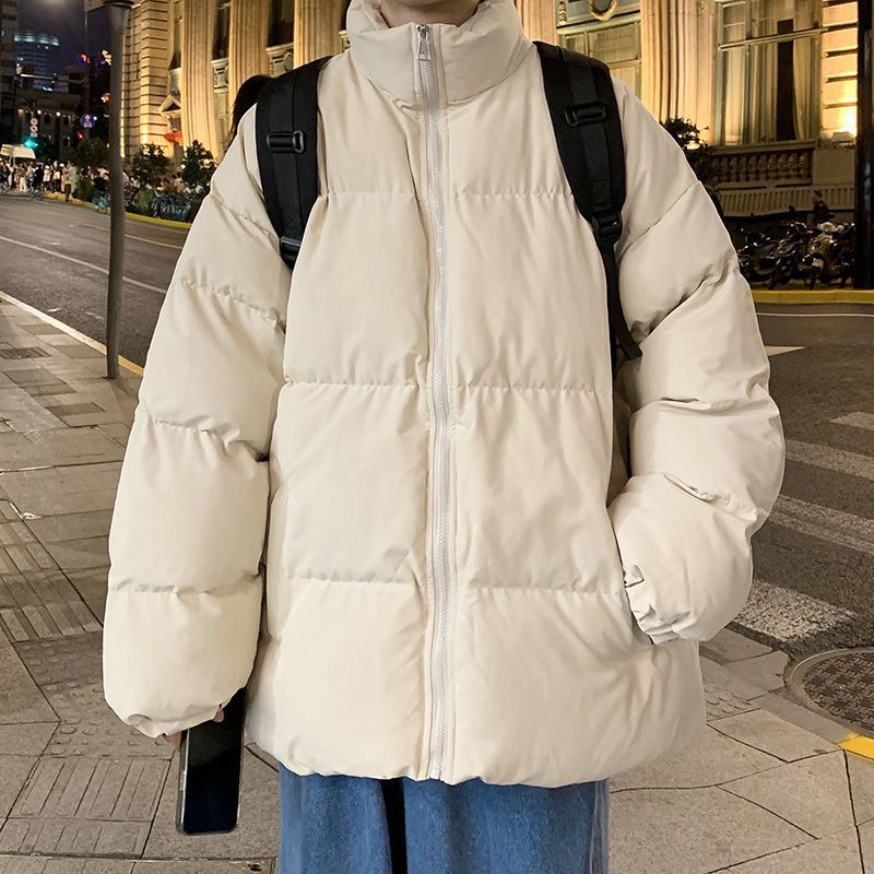 纯色立领棉衣男冬季新款宽松加厚保暖面包服外套美式复古休闲棉服