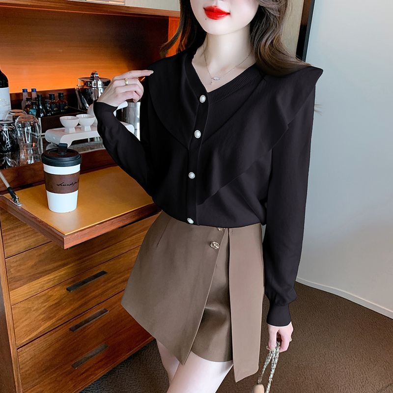 v領毛衣女秋冬2023新款爆款流行漂亮上衣別致針織開衫氣質打底衫