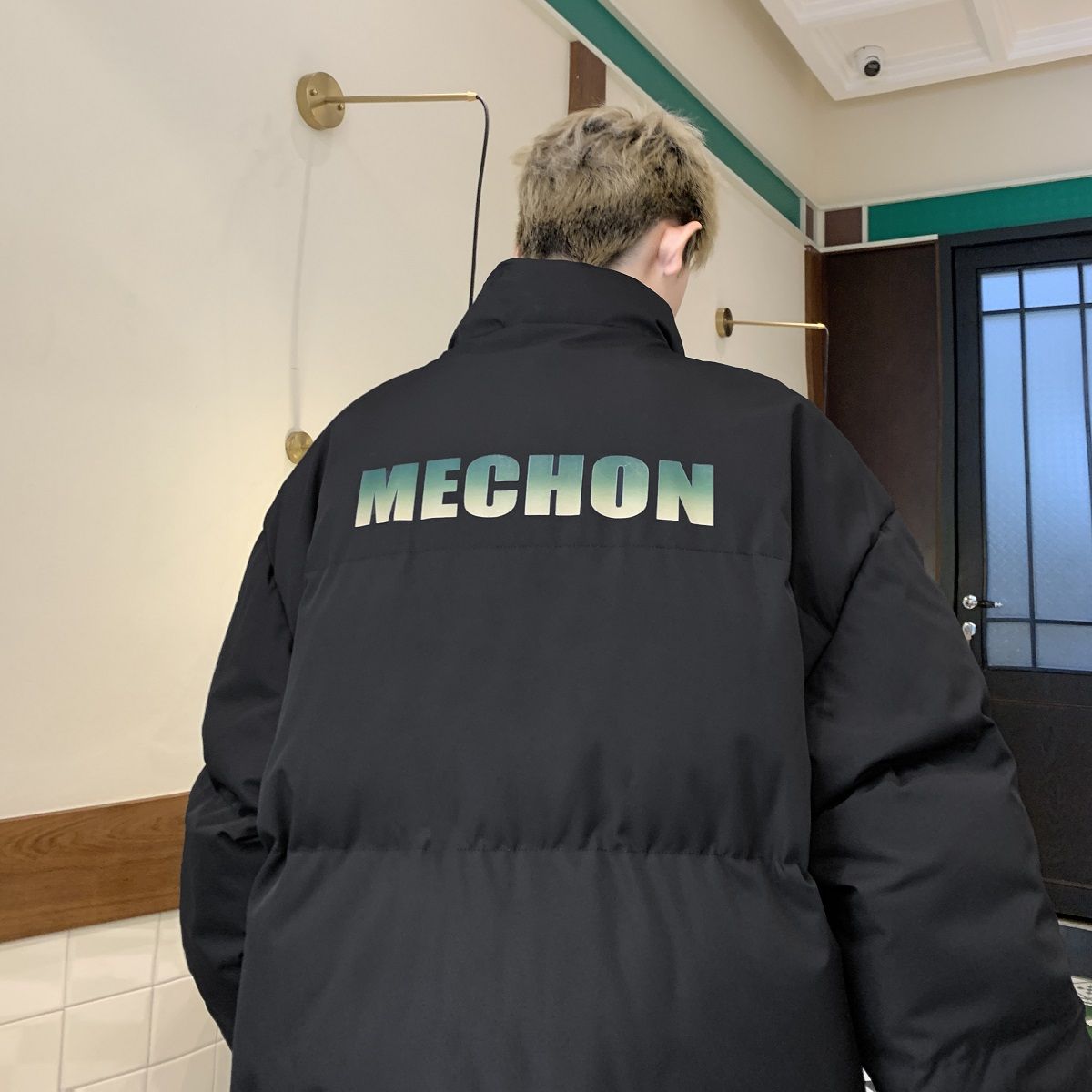 字母漸變麵包服男款秋冬季加厚寬鬆棉衣外套美式潮牌棉襖羽絨棉服