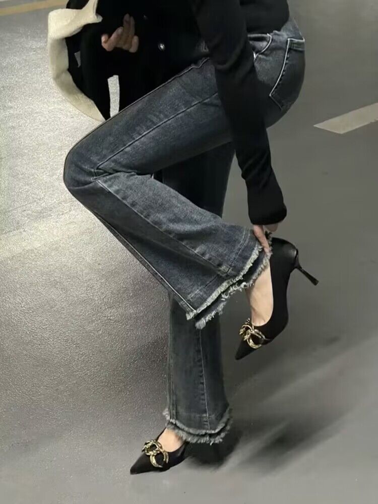 高跟鞋女2024春秋季新款細跟設計感小眾氣質名媛法式黑色尖頭單鞋