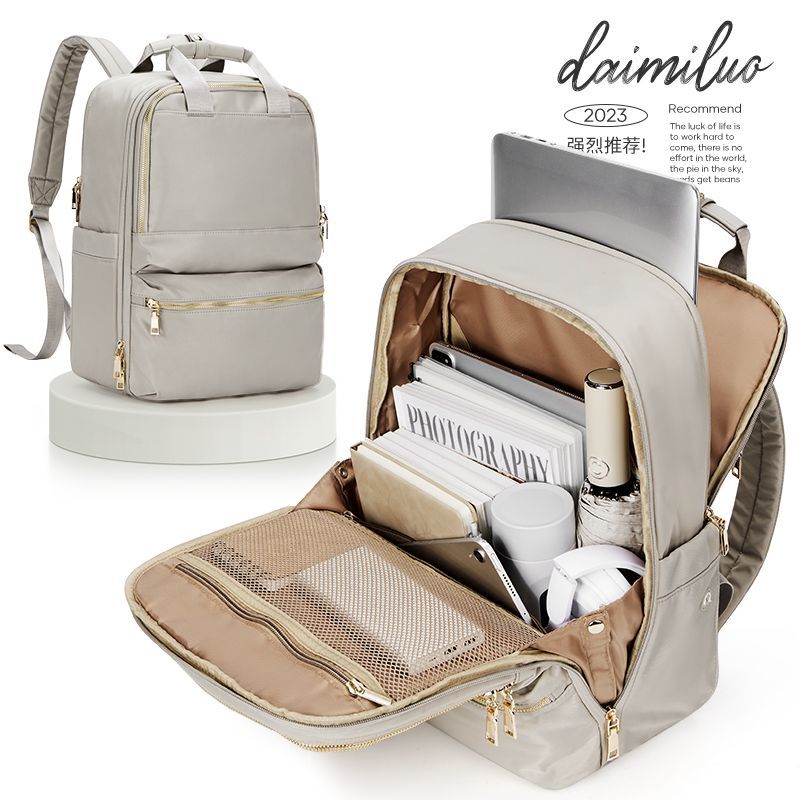 Backpack women's large-capacity short-distance travel backpack junior high school college student lightweight schoolbag computer bag
