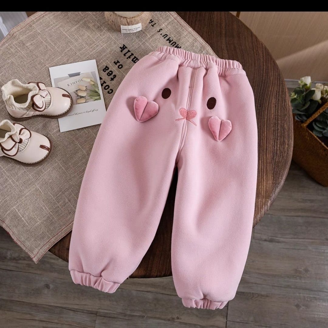  Girls' Winter Clothes Children's Casual Pants Baby Girls' Velvet Thickened Sports Pants Winter Casual Pants for Winter