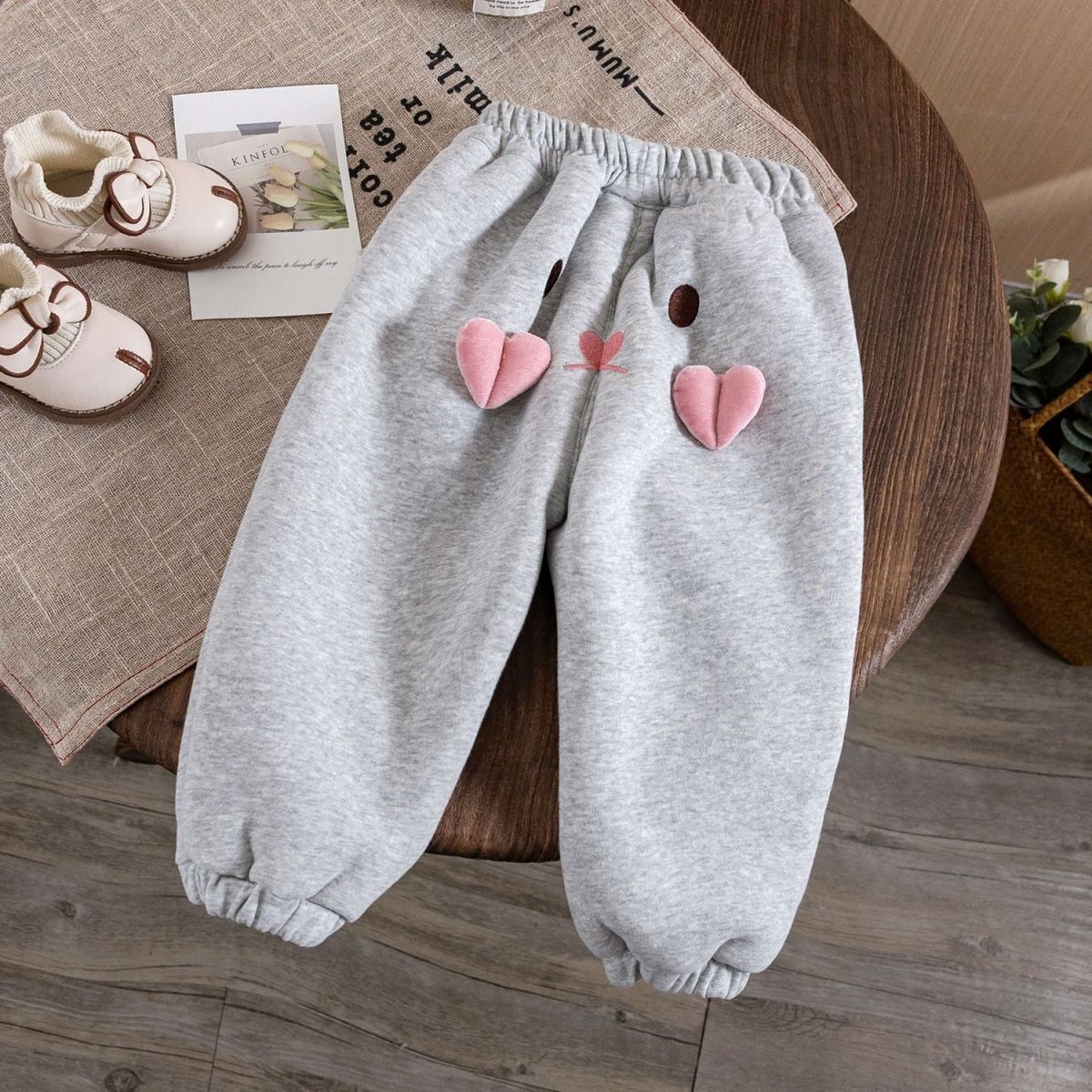  Girls' Winter Clothes Children's Casual Pants Baby Girls' Velvet Thickened Sports Pants Winter Casual Pants for Winter