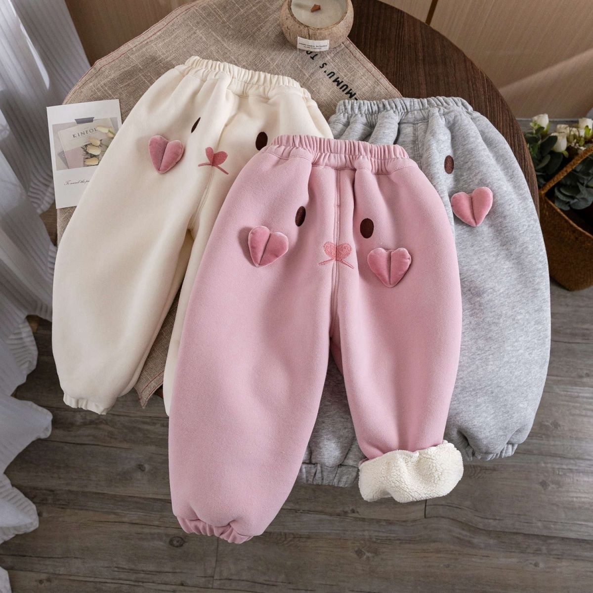  Girls' Winter Clothes Children's Casual Pants Baby Girls' Velvet Thickened Sports Pants Winter Casual Pants for Winter