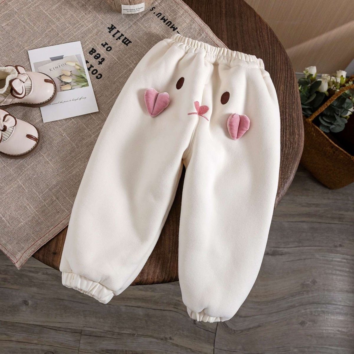  Girls' Winter Clothes Children's Casual Pants Baby Girls' Velvet Thickened Sports Pants Winter Casual Pants for Winter