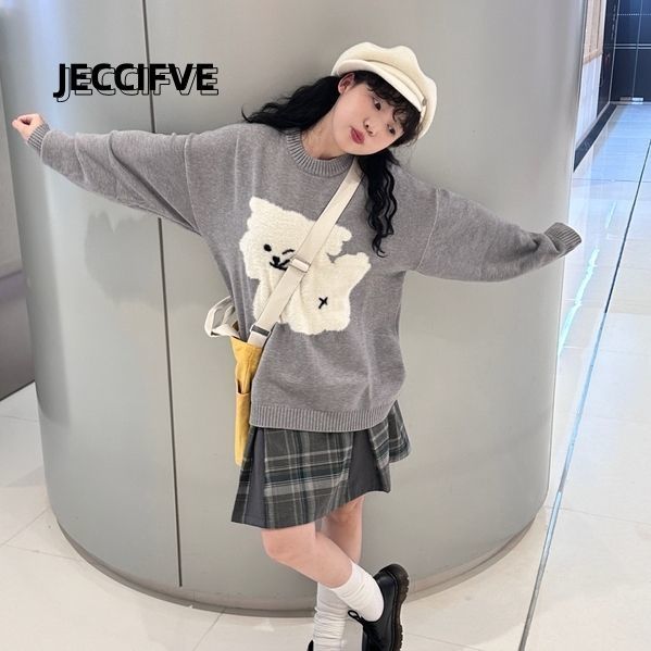 JECCIFIVE小眾簡約高級感針織毛衣男女寬鬆顯瘦高街慵懶情侶上衣