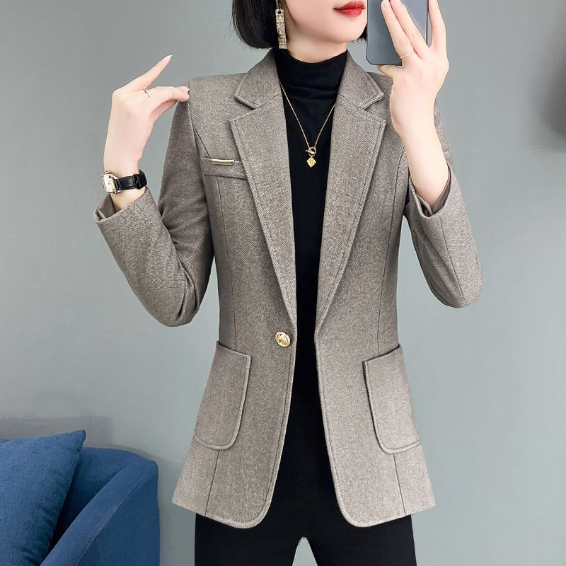 毛呢西裝外套女秋冬新款小個子上衣高級感休閒加厚女士呢子小西服