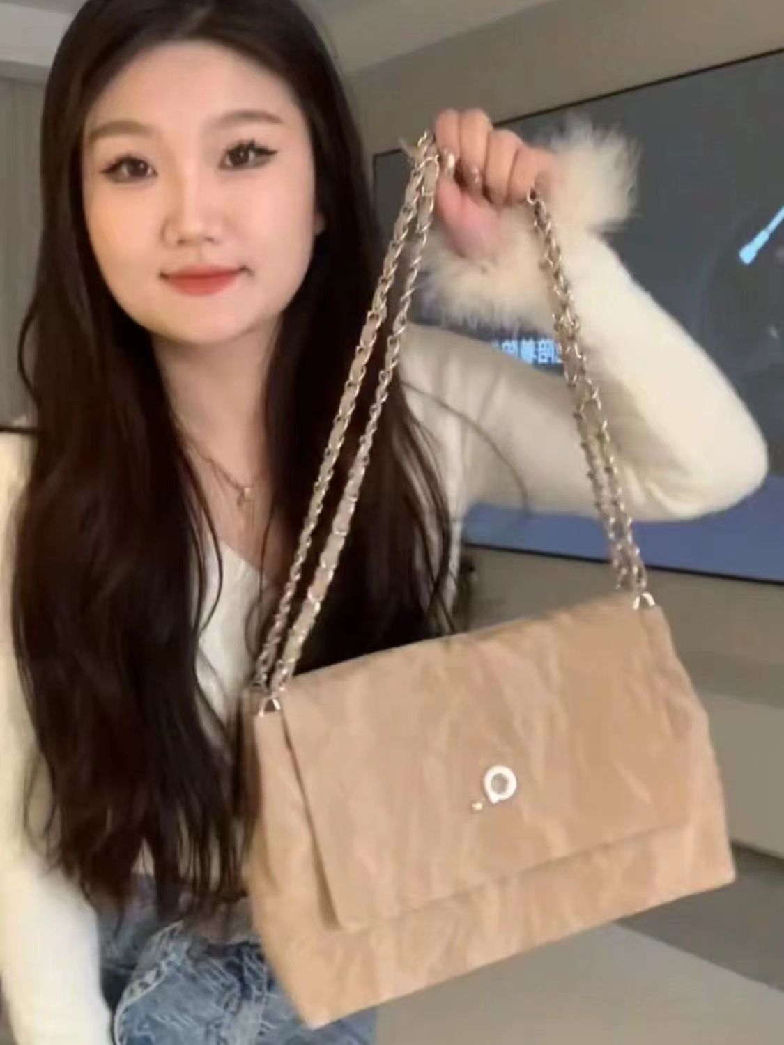 高顏值2023新款高級感小眾設計大容量鏈條托特包通勤百搭腋下包