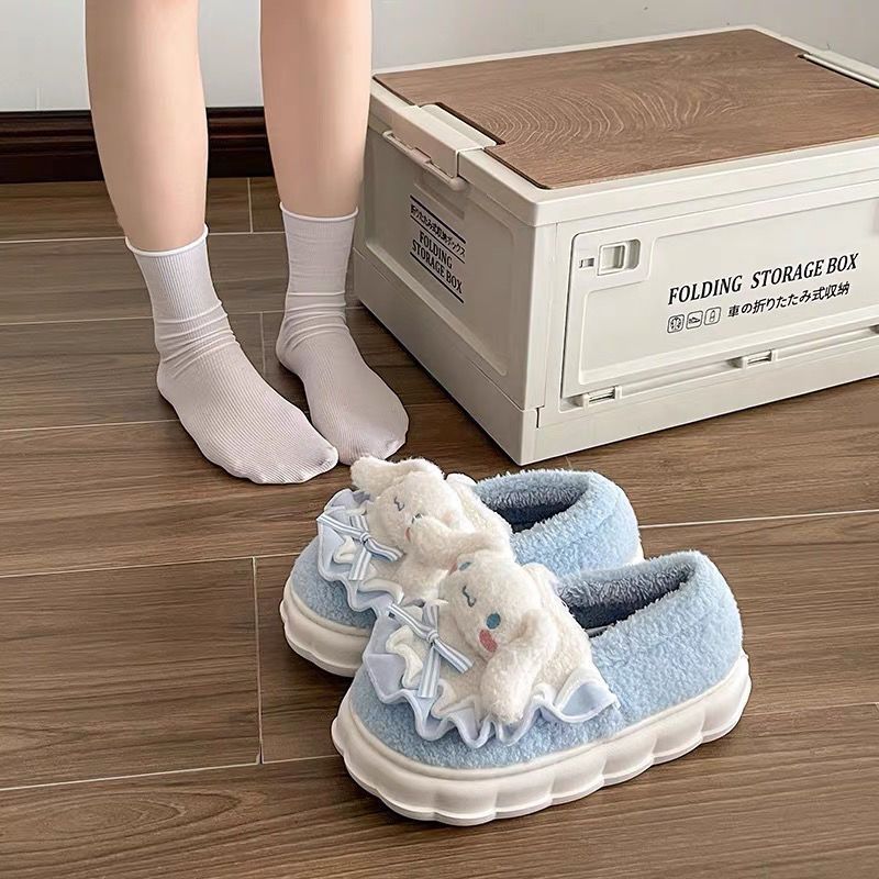 可愛玉桂狗保暖毛毛拖鞋女外穿2023年秋冬新款少女心居家包跟棉鞋