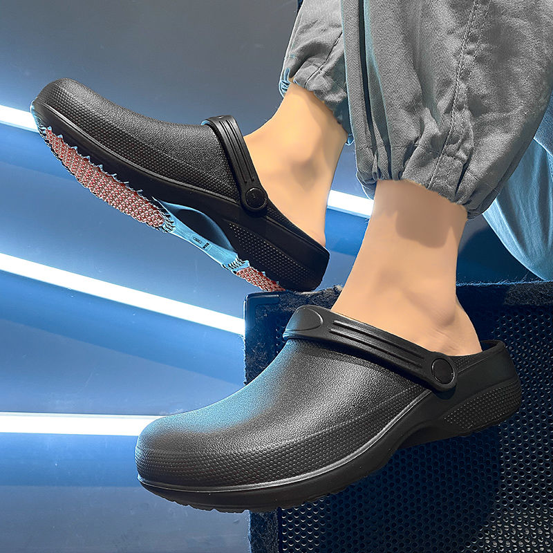 新款厨师鞋医生护士食品厂防护工作包头拖鞋男女外穿防滑耐磨拖鞋