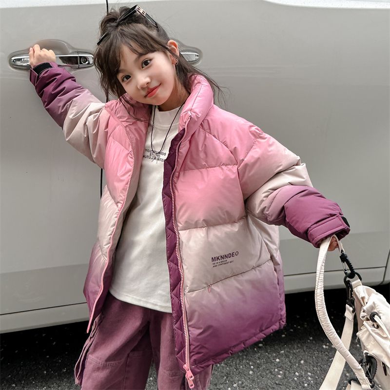 女童棉服冬装外套2023新款洋气童装儿童高领羽绒棉衣女大童棉袄厚