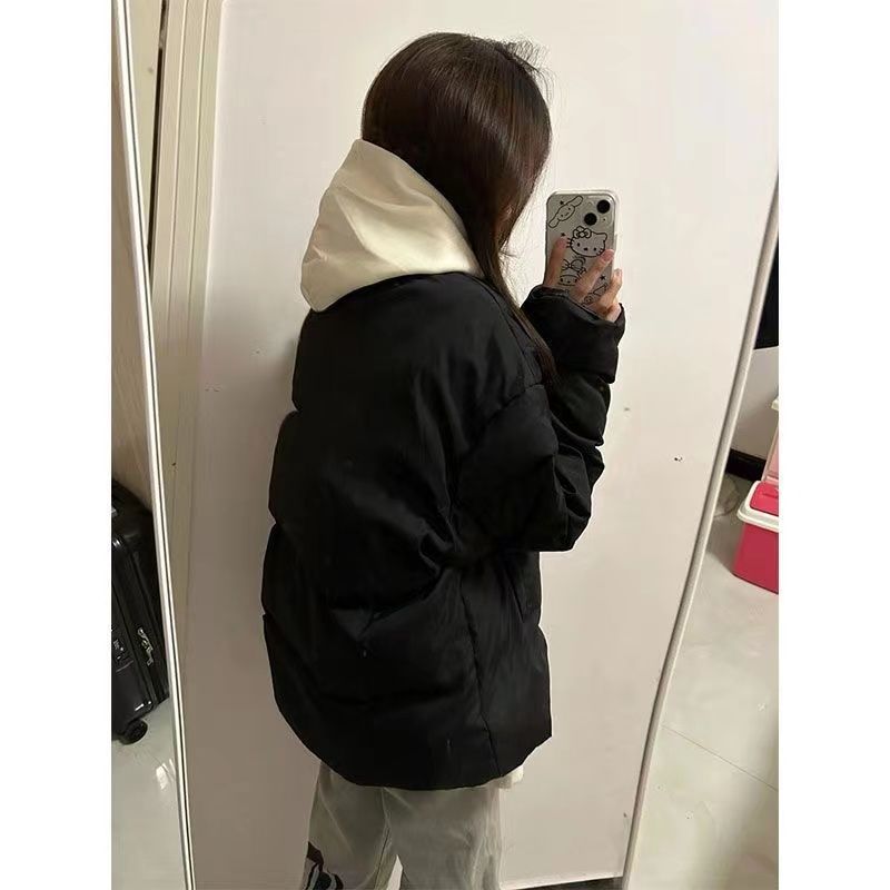美式hiphop慵懶風立領棉服女ins復古國潮百搭加厚學生麵包服外套