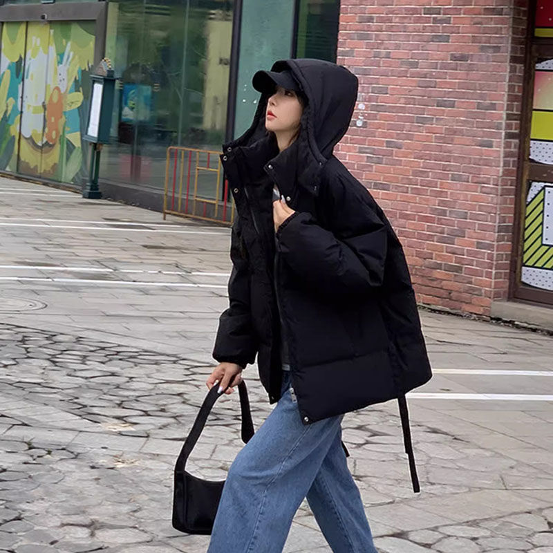 胖妹妹大碼200斤連帽羽絨棉服女冬季新款寬鬆加厚棉襖學生棉衣潮