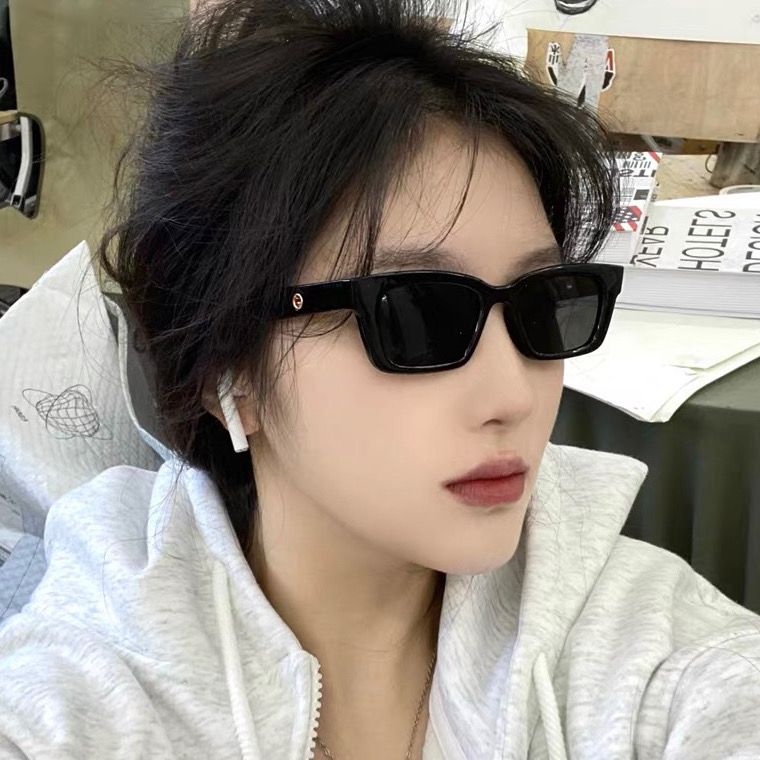 ins網紅風氣質款方形時髦小框偏光防紫外線太陽眼鏡女街拍墨鏡潮