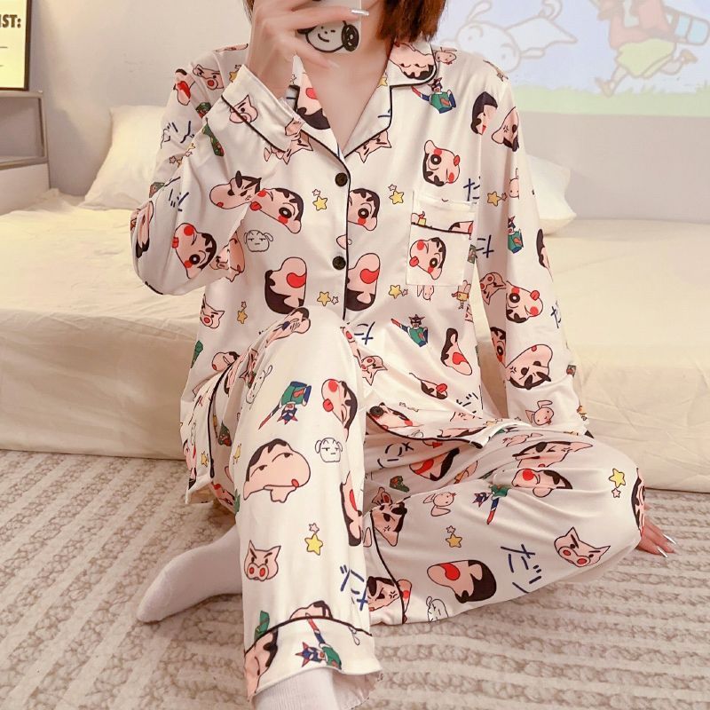 新款睡衣女春秋冬季純棉長袖開衫簡約夏天可外穿家居服套裝兩件套