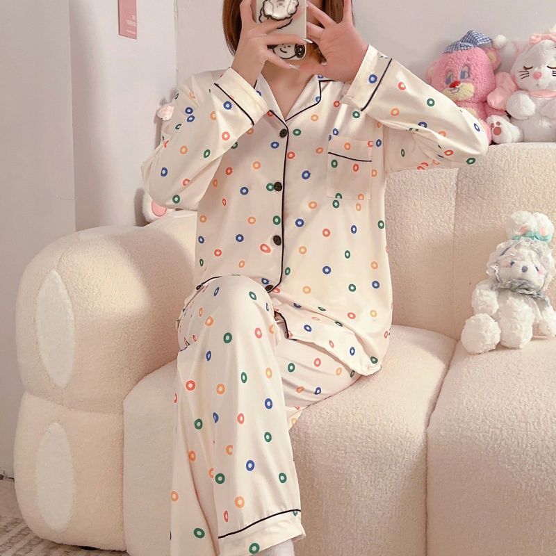 新款睡衣女春秋冬季純棉長袖開衫簡約夏天可外穿家居服套裝兩件套