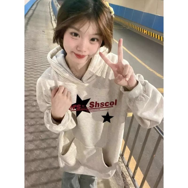 美式潮流高街設計感小眾秋冬新款連帽衛衣寬鬆垂墜感加絨加厚外套