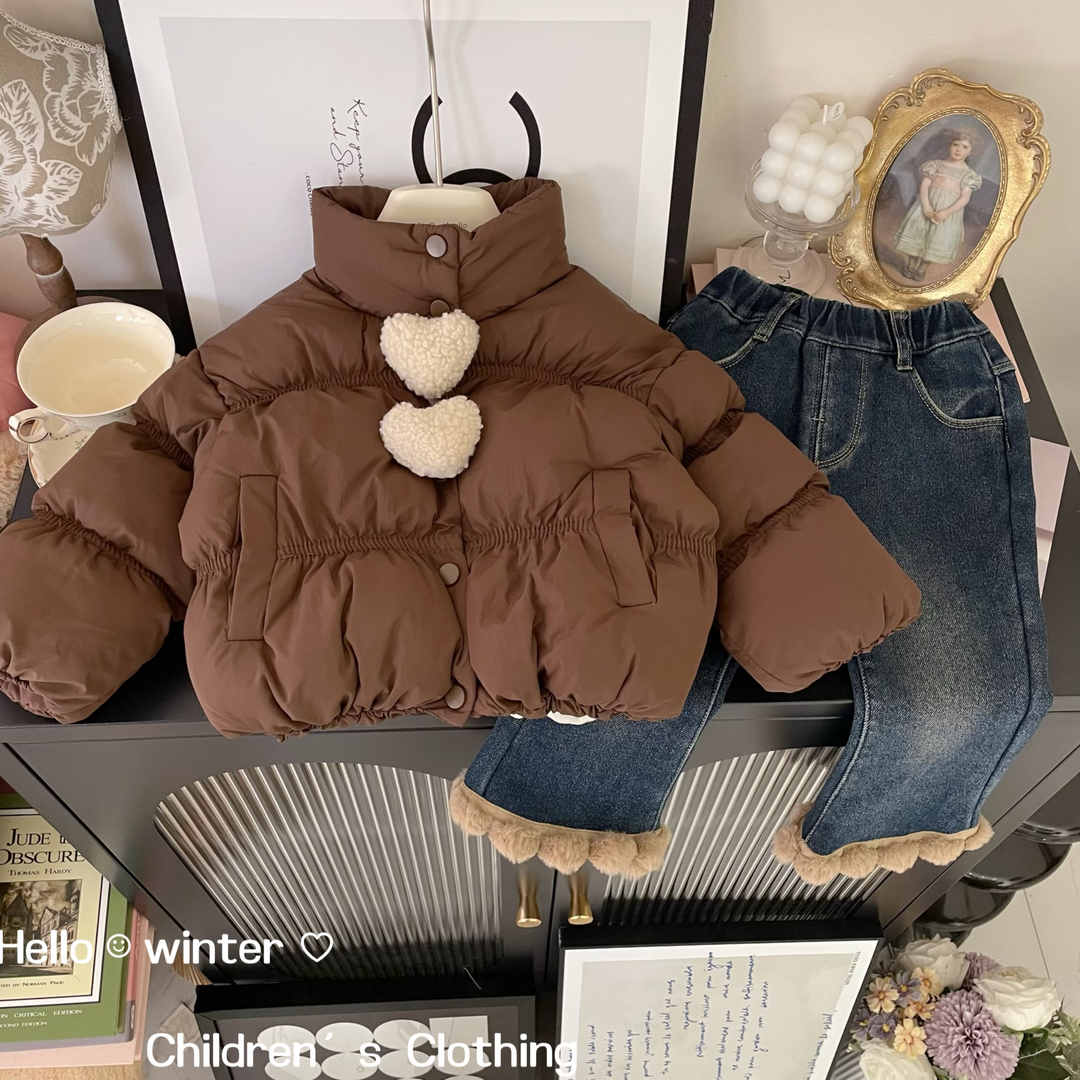 Girls' cotton-padded clothes 2023 new style plus velvet and thickened fashionable baby girl's cotton-padded clothes winter warm children's clothing coats and jackets