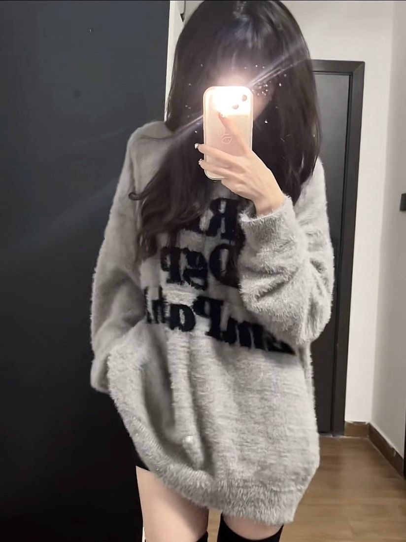 日系復古毛衣女秋冬寬鬆加厚軟糯溫柔慵懶風學院情侶款內搭針織衫