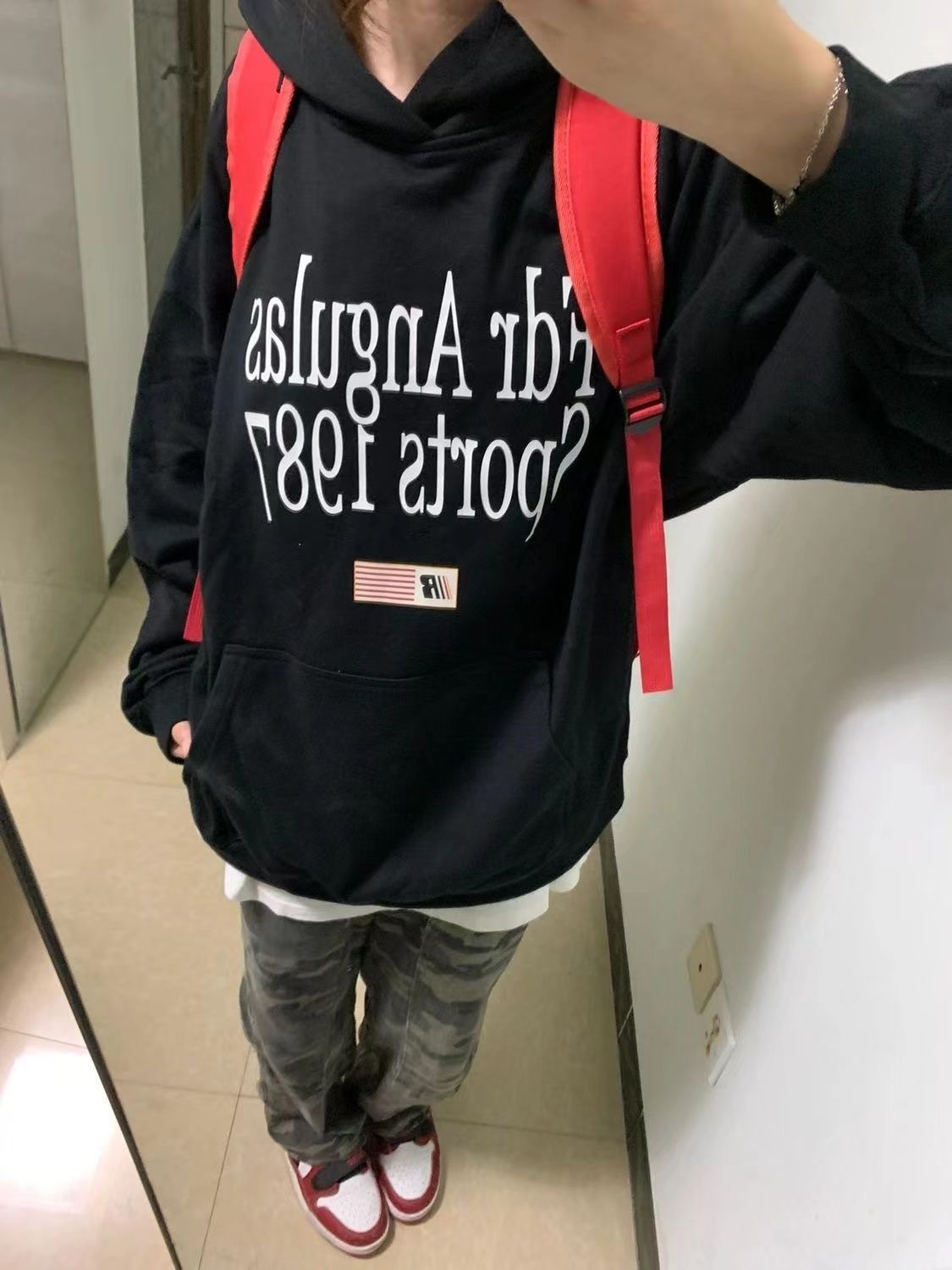 美式復古連帽衛衣女秋冬新款加絨加厚小眾設計感字母印花外套潮