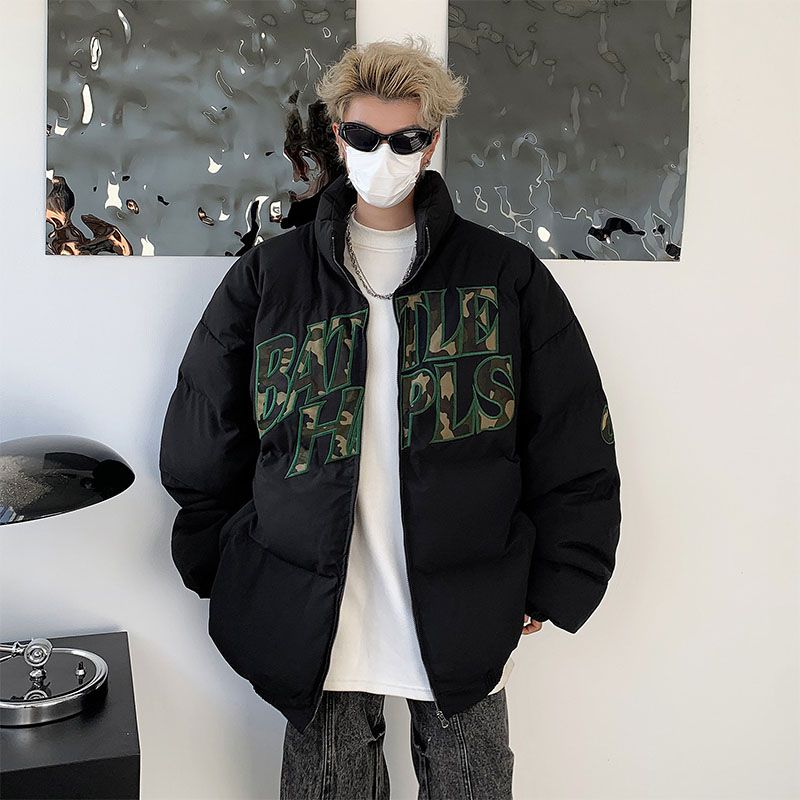 美式街頭hiphop字母印花小眾棉衣外套2023過年衣服寬鬆情侶棉服潮