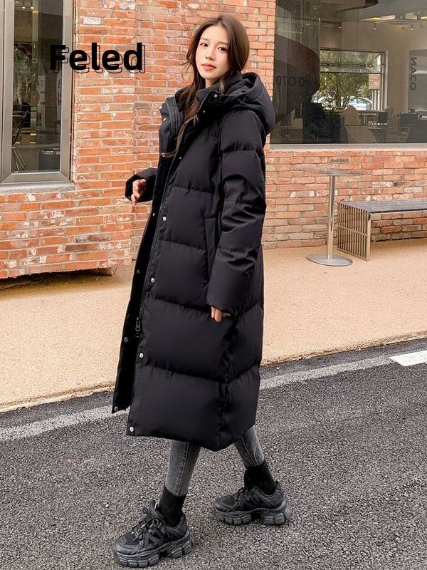 飛拉丹頓美式復古冬季中長款棉服外套男女簡約高級感保暖情侶棉衣