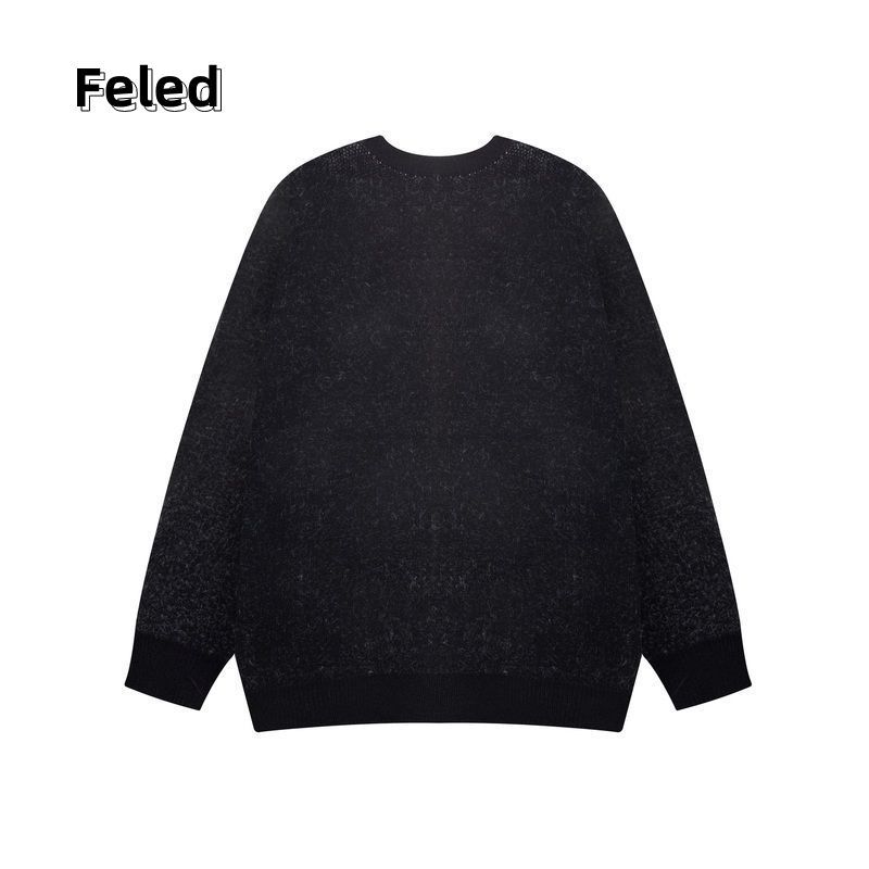 Feira Denton American retro letter jacquard niche design knitted cardigan sweater jacket men and women trendy tops