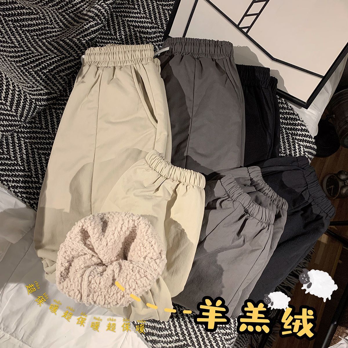 滑雪衝鋒褲男冬季加絨加厚束腳休閒褲秋冬款美式棉褲防風潮流褲子