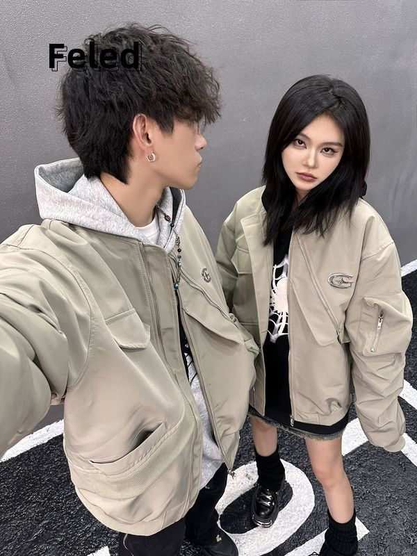 飛拉丹頓美式高街復古小眾設計解構飛行夾克男女百搭休閒情侶外套