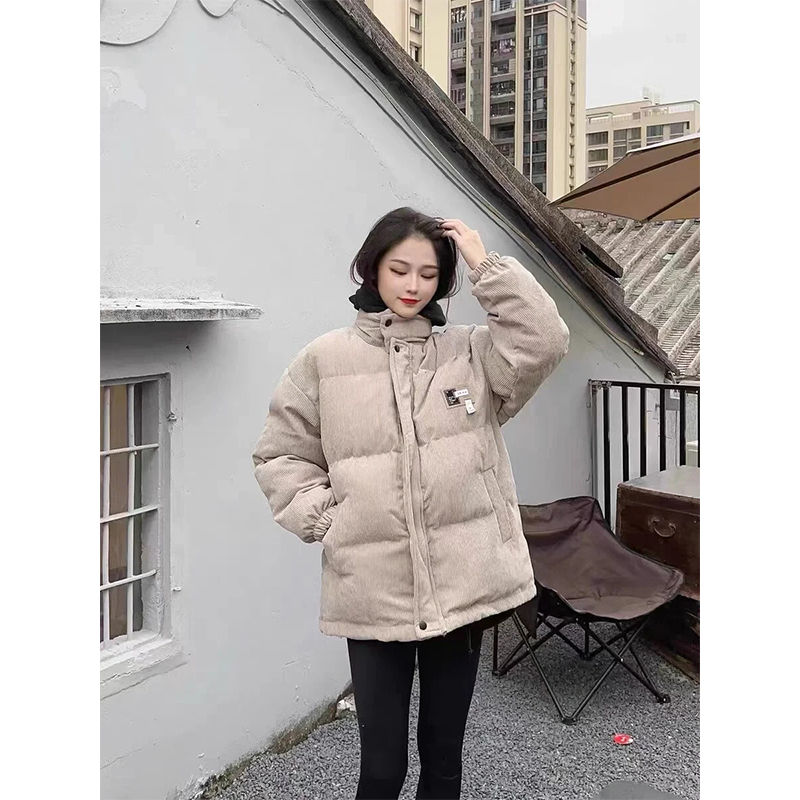 大碼胖mm燈芯絨新款棉服女160斤加厚麵包服寬鬆學生冬季外套ins潮