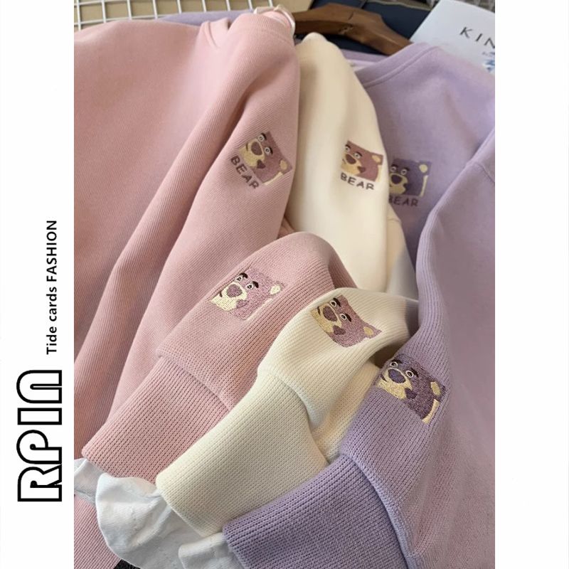 RPIN特大碼300斤2023年新款衛衣女春秋薄款寬鬆刺繡卡通外套上衣