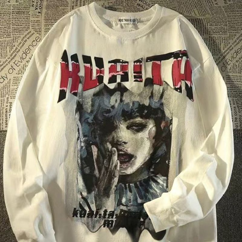 歐美潮牌t恤衛衣無帽男女秋冬季寬鬆美式hiphop高街加絨加厚外套