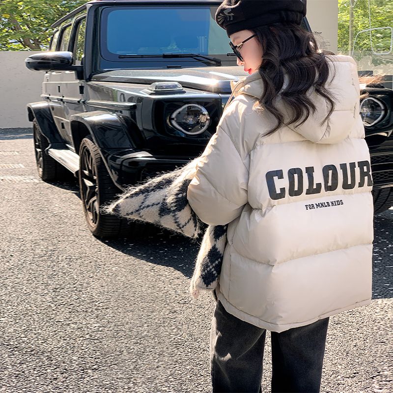 女童冬季棉衣2023新款時髦女大童加厚羽絨棉服兒童連帽麵包服外套