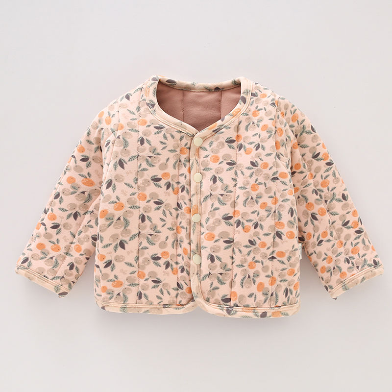 New girls and children's cotton-padded clothes, children's cotton-padded jackets 2023 baby autumn and winter velvet thickened cotton-padded clothes, sweet quilted and warm