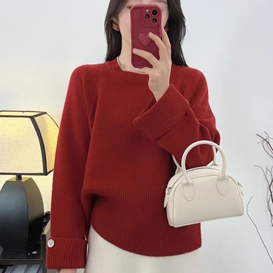 加厚圓領毛衣女款2023新款秋冬季爆款高級感超好看內搭針織打底衫