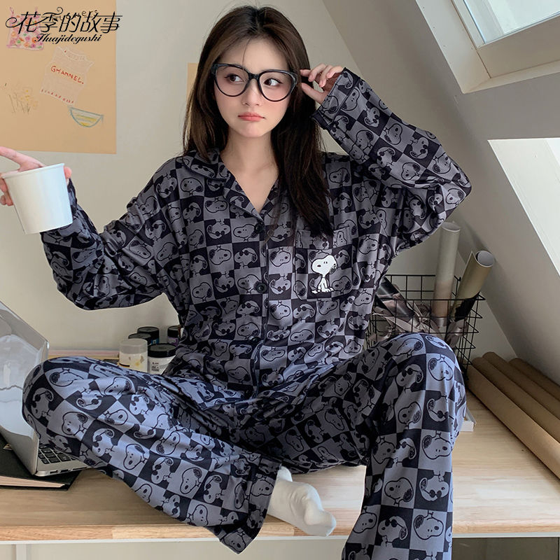 花季的故事德絨睡衣女春秋季長袖長褲加絨韓版高顏值史努比家居服