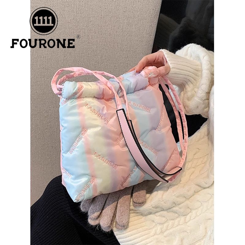 Gradient color nylon bag women's niche design down bag casual versatile armpit bucket bag
