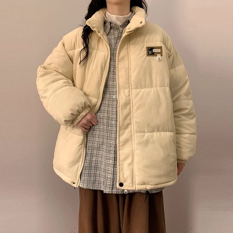 胖妹妹大碼160斤燈芯絨棉服女冬季羽絨麵包服外套加厚棉衣棉襖潮
