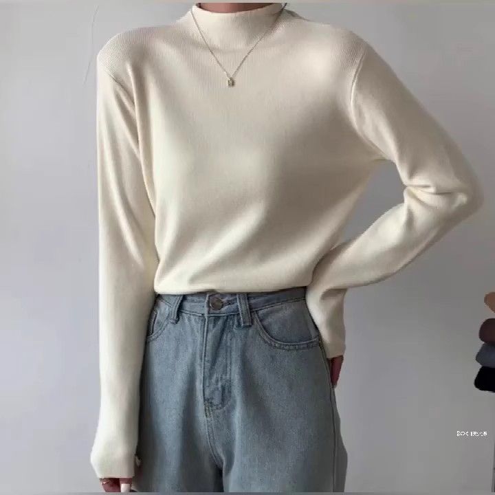 秋冬高級感韓版修身半高領德絨打底衫女氣質T恤內搭加厚洋氣毛衣