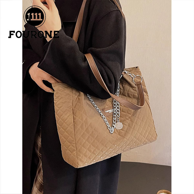 Large-capacity bag women's new diamond embroidery shoulder bag college student class nylon cloth tote bag