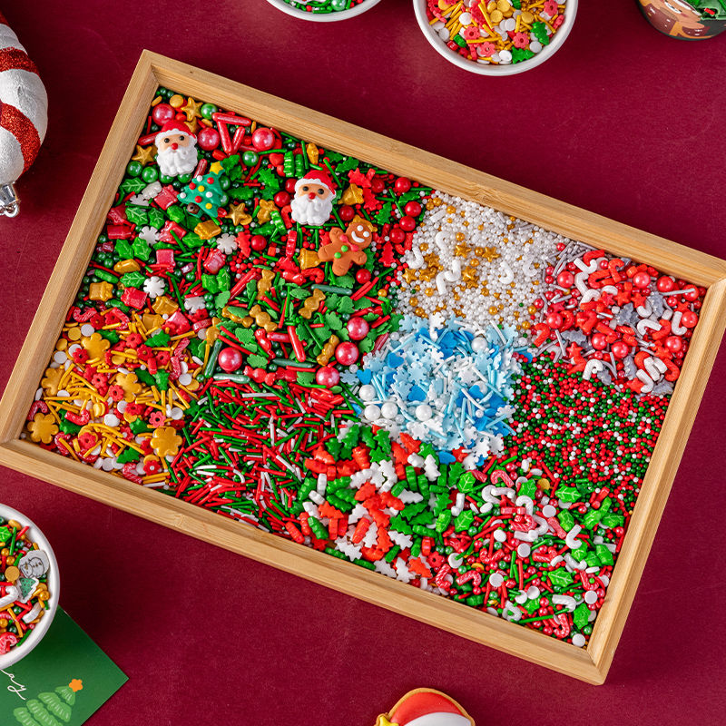 圣诞节蛋糕装饰糖珠彩针草莓塔烘焙纸杯饼干摇乐曲奇甜品树巧克力