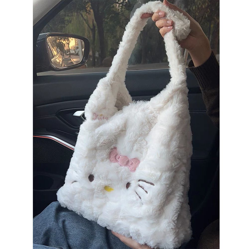 hello kitty大容量毛毛單肩包女可愛毛絨托特包秋冬包包